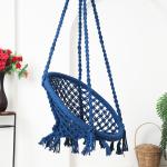 Hammock Swing Hanging Chair uyyala jula for Adult Kids Indoor Outdoor Balcony Sturdy Cotton Rope Swing Chair for Indoor, Outdoor, Bedroom - Blue