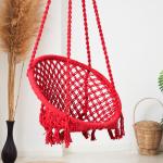 Hammock Swing Hanging Chair uyyala jula for Adult Kids Indoor Outdoor Balcony Sturdy Cotton Rope Swing Chair for Indoor, Outdoor, Bedroom - Red