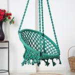 Hammock Swing Hanging Chair uyyala jula for Adult Kids Indoor Outdoor Balcony Sturdy Cotton Rope Swing Chair for Indoor, Outdoor, Bedroom -Green