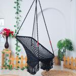 Hammock Swing Hanging Chair uyyala jula for Adult Kids Indoor Outdoor Balcony Sturdy Cotton Rope Swing Chair for Indoor, Outdoor, Bedroom - Black