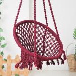 Hammock Swing Hanging Chair uyyala jula for Adult Kids Indoor Outdoor Balcony Sturdy Cotton Rope Swing Chair for Indoor, Outdoor, Bedroom - marun