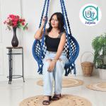 Hammock Swing Hanging Chair uyyala jula for Adult Kids Indoor Outdoor Balcony Sturdy Cotton Rope Swing Chair for Indoor, Outdoor, Bedroom - Blue