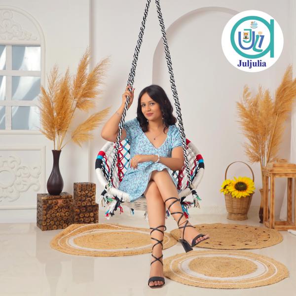 Hammock Swing Hanging Chair uyyala jula for Adult Kids Indoor Outdoor Balcony Sturdy Cotton Rope Swing Chair for Indoor, Outdoor, Bedroom - 4 Multi