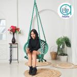 Hammock Swing Hanging Chair uyyala jula for Adult Kids Indoor Outdoor Balcony Sturdy Cotton Rope Swing Chair for Indoor, Outdoor, Bedroom -Green