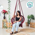 Hammock Swing Hanging Chair uyyala jula for Adult Kids Indoor Outdoor Balcony Sturdy Cotton Rope Swing Chair for Indoor, Outdoor, Bedroom - marun