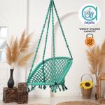 C-Shape Hammock Swing Hanging Chair uyyala jula for Adult Kids Indoor Outdoor Balcony Sturdy Cotton Indoor/Outdoor Jula for Balcony, Weave Max 80 kgs - Green