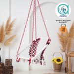 C-Shape Hammock Swing Hanging Chair uyyala jula for Adult Kids Indoor Outdoor Balcony Sturdy Cotton Indoor/Outdoor Jula for Balcony, Weave Max 80 kg - Red & White, Black