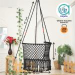 Buy C-Shape Hammock Swing – Rectangle Hanging Swing for Adults & Kids | Sturdy Cotton Jula with Cushion for Balcony & Outdoors - Black