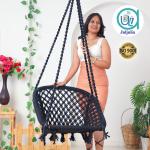 C-Shape Hammock Swing Hanging Chair uyyala jula for Adult Kids Indoor Outdoor Balcony Sturdy Cotton Indoor/Outdoor Jula for Balcony, Weave Max 80 kg - Black