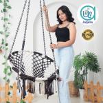 Buy Round Hammock Swing Chair – Stylish Cotton Jula for Adults & Kids | Indoor/Outdoor Balcony Swing - Coffee & White