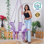 Buy Square Hammock Swing Chair – Sturdy Cotton Jula for Adults & Kids | Indoor/Outdoor Balcony Uyyala in White & Purple