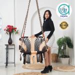 Buy Square Hammock Swing Chair – Sturdy Cotton Uyyala Jula for Adults & Kids | Indoor/Outdoor Balcony Swing in Golden & Coffee