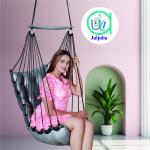 Hammock Swing Hanging Chair uyyala jula for Adult Kids Indoor Outdoor Balcony Sturdy Cotton Weave Max 200 kgs - Low Grey - DN-17