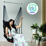 Hammock Swing Hanging Chair uyyala jula for Adult Kids Indoor Outdoor Balcony Sturdy Cotton Weave Max 200 kgs - Plain Coffee - DN-12