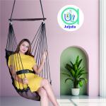 Hammock Swing Hanging Chair uyyala jula for Adult Kids Indoor Outdoor Balcony Sturdy Cotton Weave Max 200 kgs - Low Coffee - DN-16