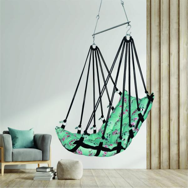 Hammock Swing Hanging Chair uyyala jula for Adult Kids Indoor Outdoor Balcony Sturdy Cotton Weave Max 200 kgs - Flower - DN-23