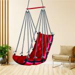 Hammock Swing Hanging Chair uyyala jula for Adult Kids Indoor Outdoor Balcony Sturdy Cotton Weave Max 200 kgs - Low Red - DN-21