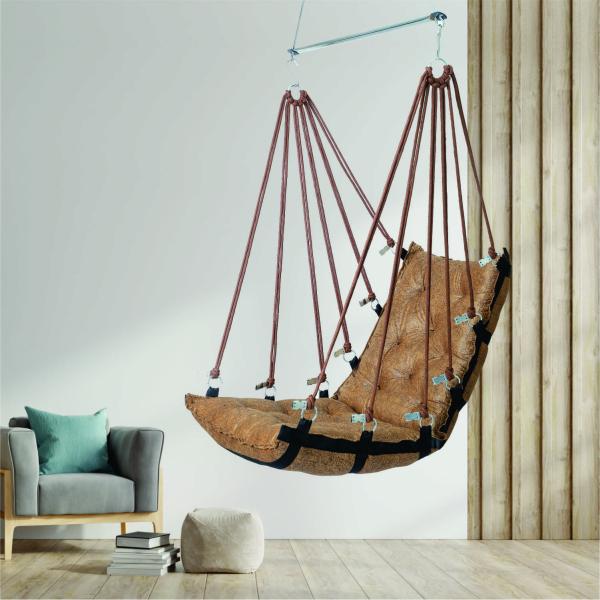 Hammock Swing Hanging Chair uyyala jula for Adult Kids Indoor Outdoor Balcony Sturdy Cotton Weave Max 200 kgs - HVY Golden-DN-4