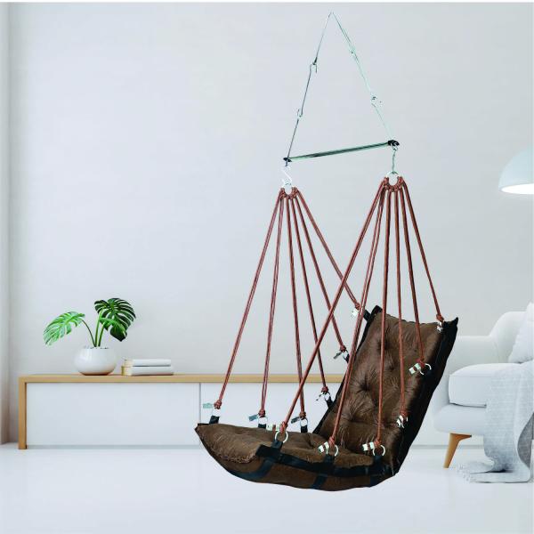 Hammock Swing Hanging Chair uyyala jula for Adult Kids Indoor Outdoor Balcony Sturdy Cotton Weave Max 200 kgs - HVY Coffee - DN-2