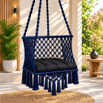 JULJULIA Blue Macrame Hanging Swing Chair