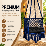 JULJULIA Blue Macrame Hanging Swing Chair