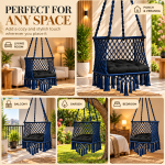 JULJULIA Blue Macrame Hanging Swing Chair