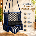 JULJULIA Blue Macrame Hanging Swing Chair