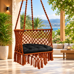 JULJULIA Brown Macrame Hanging Swing Chair