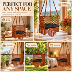 JULJULIA Brown Macrame Hanging Swing Chair