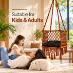 JULJULIA Brown Macrame Hanging Swing Chair