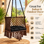 JULJULIA Dark Brown Macrame Hanging Swing Chair