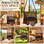 JULJULIA Dark Brown Macrame Hanging Swing Chair