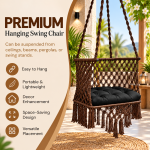 JULJULIA Dark Brown Macrame Hanging Swing Chair