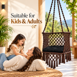 JULJULIA Dark Brown Macrame Hanging Swing Chair