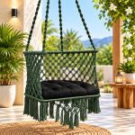 JULJULIA Green Macrame Hanging Swing Chair