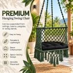 JULJULIA Green Macrame Hanging Swing Chair