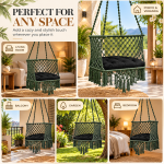 JULJULIA Green Macrame Hanging Swing Chair