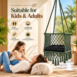 JULJULIA Green Macrame Hanging Swing Chair