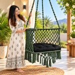 JULJULIA Green Macrame Hanging Swing Chair