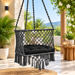 JULJULIA Black Macrame Hanging Swing Chair
