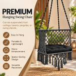 JULJULIA Black Macrame Hanging Swing Chair