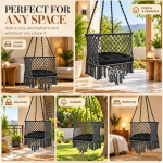 JULJULIA Black Macrame Hanging Swing Chair