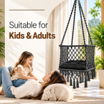 JULJULIA Black Macrame Hanging Swing Chair