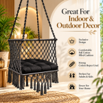JULJULIA Black Macrame Hanging Swing Chair
