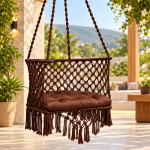 JULJULIA Brown Macrame Hanging Swing Chair