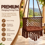 JULJULIA Brown Macrame Hanging Swing Chair