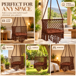 JULJULIA Brown Macrame Hanging Swing Chair