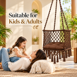 JULJULIA Brown Macrame Hanging Swing Chair