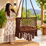 JULJULIA Brown Macrame Hanging Swing Chair
