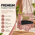 JULJULIA Pink Macrame Hanging Swing Chair